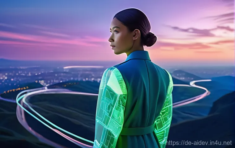 인공지능 개발자 필수 자격증 - **Prompt 1: The AI Pathfinder**
"A young, diverse professional (gender-neutral, wearing a smart,...