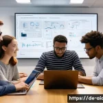 AI 개발자의 역할과 책임 - **Prompt:** A diverse group of artificial intelligence developers, men and women of various ethnicit...