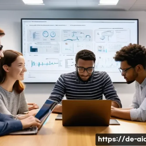 AI 개발자의 역할과 책임 - **Prompt:** A diverse group of artificial intelligence developers, men and women of various ethnicit...